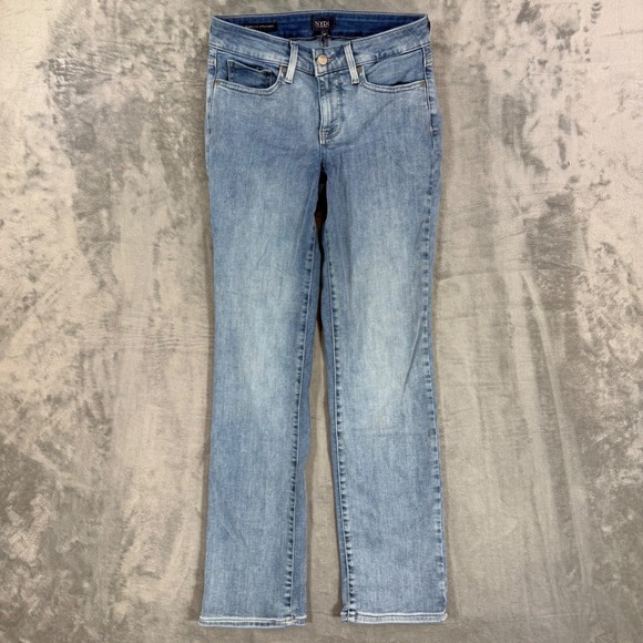 NYDJ Denim - NYDJ Marilyn Straight Leg Jeans Women's Size‎ 4P Light Wash Blue Denim Lift Tuck